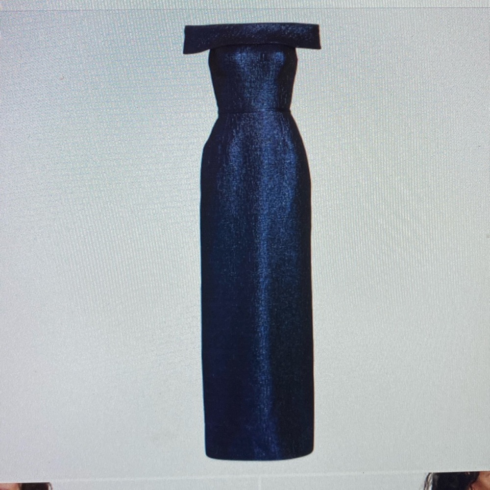 Stunning Teri Jon by Rickie Freeman off shoulder blue gown